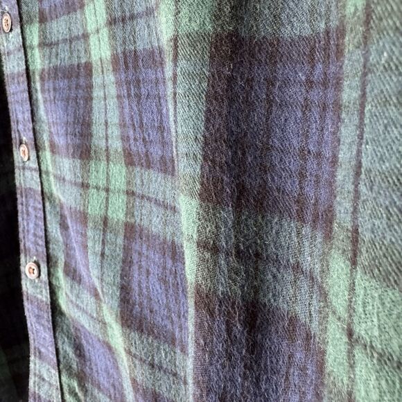 LL Bean Flannel Shirt Mens‎ XLT Green Blue Plaid Button Up Cozy Warm Outdoor - Picture 11 of 13